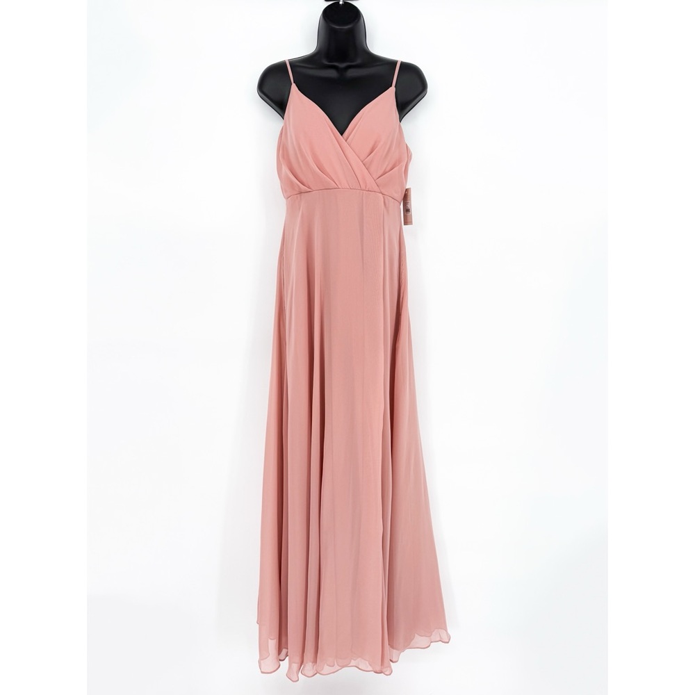 NWT Birdy Grey Kaia Maxi Bridesmaid Dress in Chiffon Dusty Rose | Small